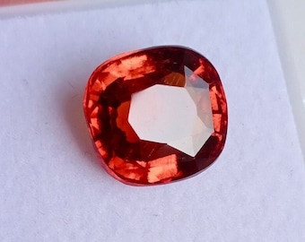 Orange Hessonite Garnet: 6.60 Ct Cushion Cut Loose Gemstone