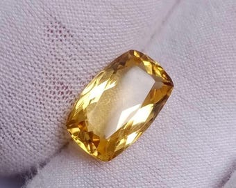 Honey Quartz Gemstone: Faceted Cushion Cut, 3.30 ct Loose Stone