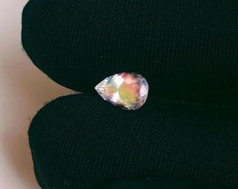 Natural Pear Cut Moonstone Gemstone, Orange Blue Fire, 0.50 Ct For Jewelry