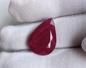 12.53 Ct Natural Red Ruby Pear Cut Gemstone: Certified Engagement Jewelry