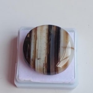 Sulemani Hakik Agate Cabochon: Round Black & White Gemstone, 34.40 ct