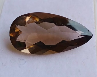 Maior pedra preciosa natural com corte de quartzo esfumaçado, pingente em formato de pêra, laço limpo, brilho completo, peça cara, 21,60 ct