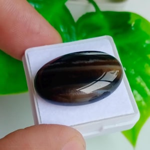 Rare Black Sulemani Aqeeq Gemstone: Oval Agate Cabochon, 26.20 ct