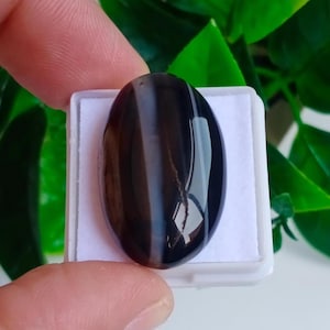 Black Sulemani Agate Gemstone Pendant: Oval Kabdi Aqeeq, 33.60 Ct