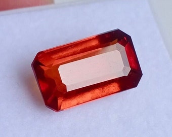 AAA Vivid Orange Hessonite Garnet: Octagon Cut Loose Gemstone