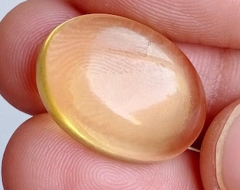 Grande topázio amarelo limão natural, pedra preciosa solta cabochão, bela pedra preciosa oval, feita à mão para fazer joias, tamanho 21x16,5x6,6 mm 18,55 ct