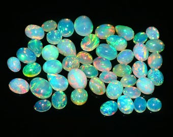 Ethiopian Opal Cabochon Lot: Multi Fire Gemstones, Jewelry Making (46.00 Ct)
