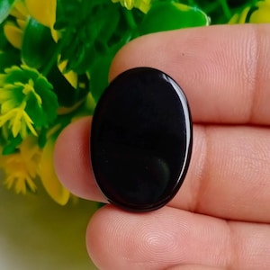 Black Agate Top Natural Black Banded Agate Cabochons Oval Shape Handmade Polished Loose Gemstone Use For Pendant jewelry Making 14.70 Ct