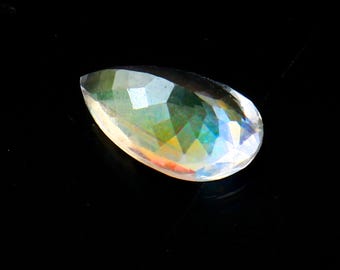 Pear Shape Rainbow Moonstone: Faceted Loose Gemstone, 1.25 ct