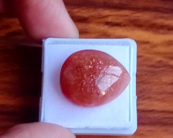 Orange Sunstone Pear Cabochon: Natural Gemstone, 21.25 ct