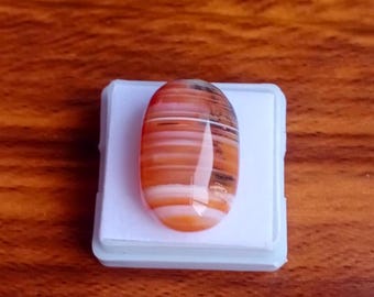 Oval Sulemani Aqeeq Gemstone: Orange, White, and Black (23x15.4MM, 24.35 Ct)