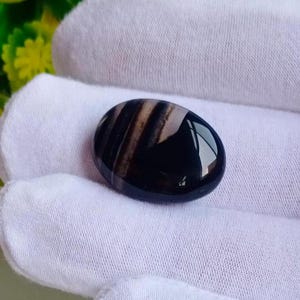 Oval Sulemani Black Agate Cabochon: Natural Gemstone (22.40 Ct)