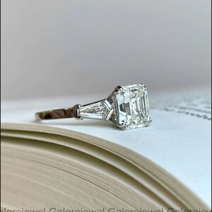 Vintage Style Circa 1920-25 Asscher Diamond Engagement Ring, Art Deco Collection, Three Stone Ring, Antique Engagement Ring, Diamond Ring's.