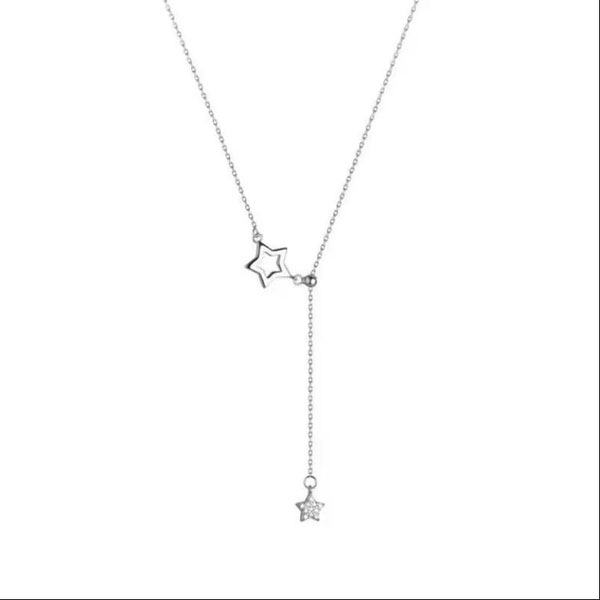 Clavicle Chain, 14K White Gold Plated, Clavicle Necklace Pendant, 1.89CT Round Cut Diamond, Necklace Without Chain, Birthday Gift, Kids Gift