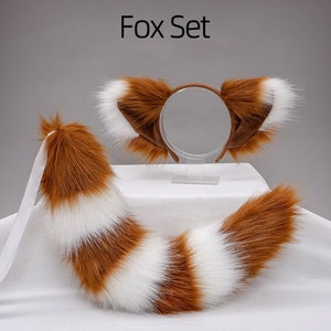 thumbnail image 2 of Fox Ears Tail Collar Set, Faux Fur Animal Cosplay Accessories 2 of 12