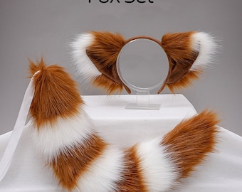 Custom Fox Ears & Tail Set,The Fox COSPLAY set,Fox Ears and Tail,Ear Headband,Anime Ear,Cosplay Ear Tail,Realistic Fox Ears