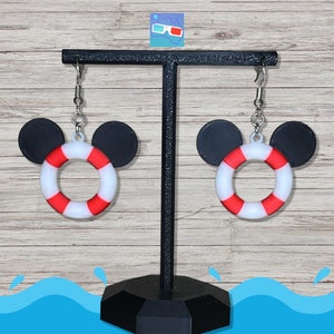 Mickey Cruise Earrings | Life Preserver Earrings | 3D Printed Earrings | Cruise Outfit Accessories