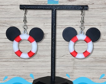 Mickey Cruise Earrings | Life Preserver Earrings | 3D Printed Earrings | Cruise Outfit Accessories