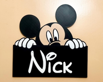 Personalised Mickey Bedroom Door Sign | Room Decor | Custom Name Wall Sign | Character Sign
