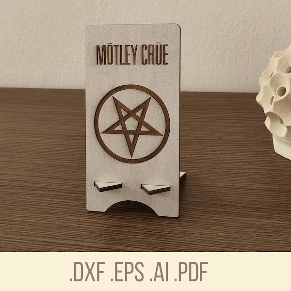 Motley Crue - Supporto porta cellulare in legno tagliato al laser, assemblaggio semplice, Download istantaneo