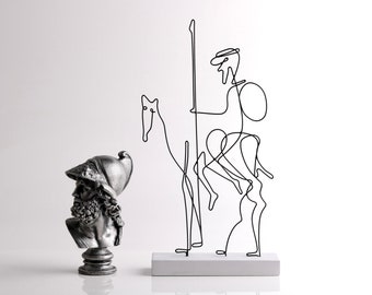 Sculpture of Don Quixote/ Sculpture / Shelf Decor / Wire art / Metal Sculpture / Unique gift / Don Quijote/ Home Office Decor /Don Quixote