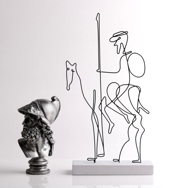 Sculpture of Don Quixote/ Sculpture / Shelf Decor / Wire art / Metal Sculpture / Unique gift / Don Quijote/ Home Office Decor /Don Quixote