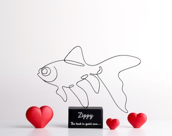 Personalized Fish Memorial Gift, Rainbow Bridge Pet Keepsake, Custom Pet Loss Wire Sculpture