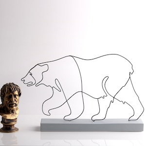 Bear Decor / Shelf Decor / Wire art / Metal Sculpture / exchange / Tabletop deco / Home Office Decor / Abstract sculpture / Modern art /