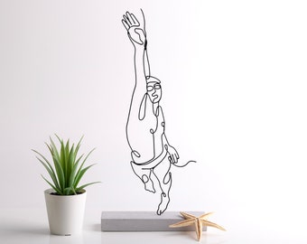 Swimmer Wire Sculpture / Shelf Decor / Tabletop Decor  / Handmade Gift / Minimalist  Sculpture / Abstract Style / Home Decor / Office Decor