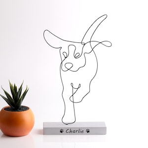 Custom Wire Dog Sculpture | Shelf Decor | Wire art | Metal Sculpture | Personalized Line Art Gift | Handmade Modern Home Office Decor