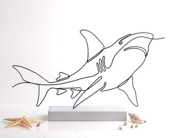 Home Decor   Shark  Wire Sculpture- Art Decor | Handmade Minimalist Metal Sculpture  Shelf decor - Unique Gift - sailing