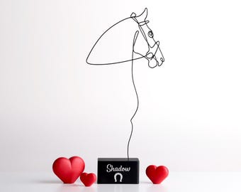 Personalized Horse Memorial Gift, Custom Equestrian Decor, Handmade Stable Decor, Wire Art Sculpture