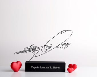 Personalized Pilot Gift, Custom Airplane Wire Sculpture Decor for Aviation