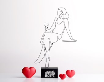Wine Lover Sculpture, Woman with Wine Glass, Handmade Wire Art Decor Gift