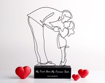 Handmade Father Daughter Gift, Personalized Dad Birthday Sculpture