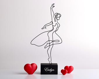 Customizable Handmade Wire Ballerina Sculpture: Modern Minimalist Metal Art Decor