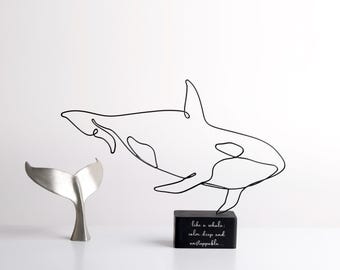 Whale Wire Sculpture, Handmade Ocean Decor, Whale Lover Gift