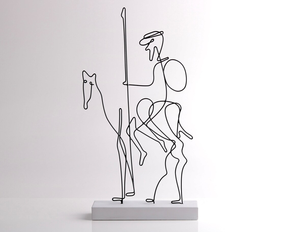 Sculpture of Don Quixote/ Sculpture / Shelf Decor / Wire Art / Metal