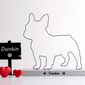 Handmade Wire French Bulldog Figurine: Minimalist Dog Sculpture, Customizable Pet Memorial