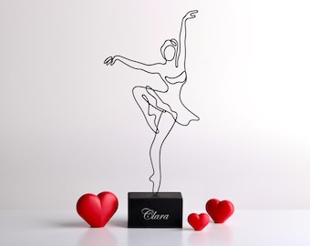 Customizable Handmade Wire Ballerina Sculpture: Modern Minimalist Metal Art Decor