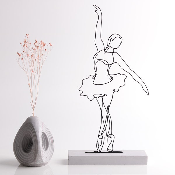 Wire Art Ballerina Wire Sculpture Figure Art Decor Handmade Minimalist Metal Sculpture Abstract Line Art Ballet Dancer Home Decor