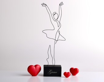 Customizable Handmade Wire Ballerina Sculpture: Modern Minimalist Metal Art Decor