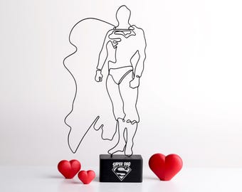 Father’s Day Gift for Dad, Super Dad Sculpture, Handmade wire Art