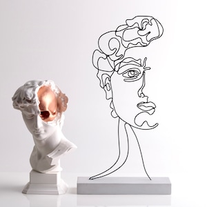 Handmade Wire David Bust Sculpture: Metal Art Shelf Decor