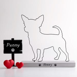 Chihuahua Lover Gift - Minimalist Dog Figurine - Chihuahua Dog  Sculpture - Wire  art Dog Sculpture- Customize Chihuahua home office decor
