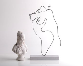 Wire Art Woman Sculpture: Handmade Minimalist Tabletop Decor