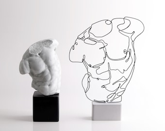 Handcrafted Wire Torso Sculpture: Modern Shelf Decor