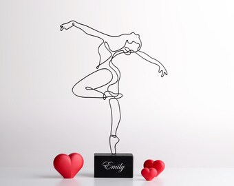Customizable Handmade Wire Ballerina Sculpture: Modern Minimalist Metal Art Decor