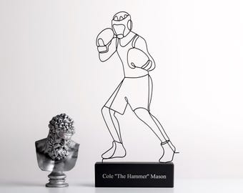 Personalized Boxing Sculpture, Custom Fighter Gift for Men, Personalized Boxer Wire figurine
