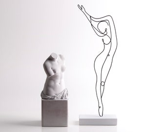 Wire Art Woman Wire Sculpture Figure Art Decor | Handmade Minimalist Metal Sculpture Abstract Line Art | Ballet Dancer Home Decor